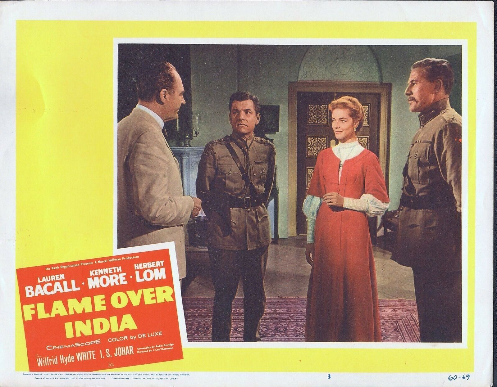 LAUREN BACALL, Flame Over India (‘60) Lobby Card #3, Kenneth More, Herbert Lom