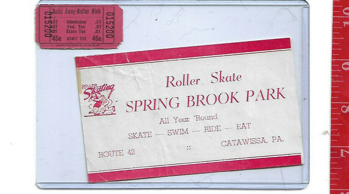 vintage lot roller rink decal Spring Brook Park Catawissa Pennsylvania & ticket