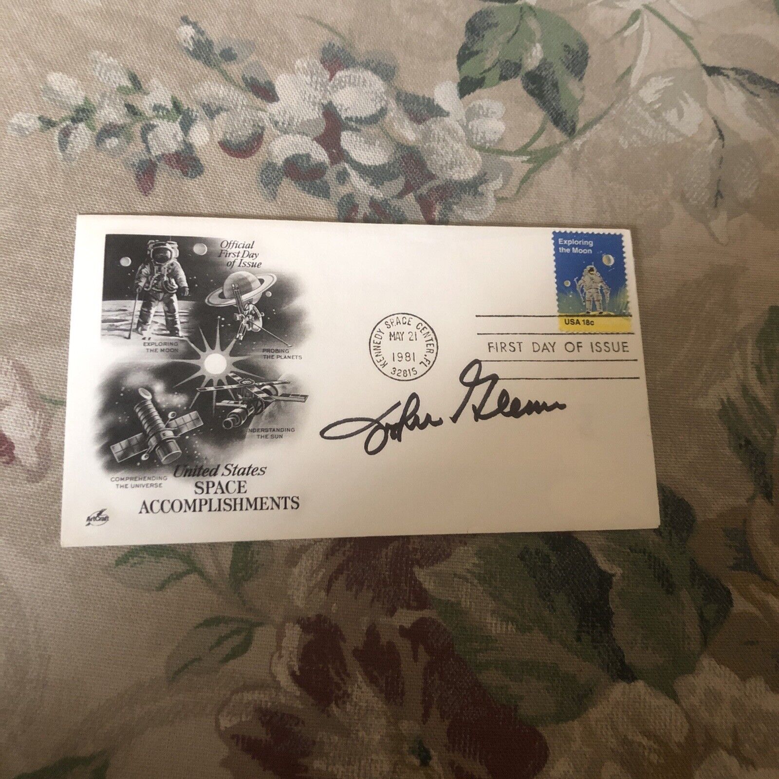 JOHN GLENN Signed US Space Accomplishments 1981  First Day Cover - Authentic JSA