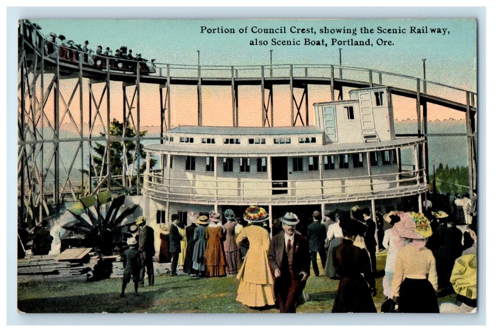 c1910\'s Portion Of Council Crest Scenic Railway And Boat Portland OR Postcard