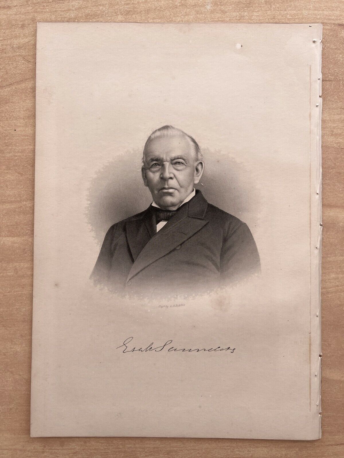 Antique Print 1889 Engraving ESEK SAUNDERS Saundersville, Massachusetts MA