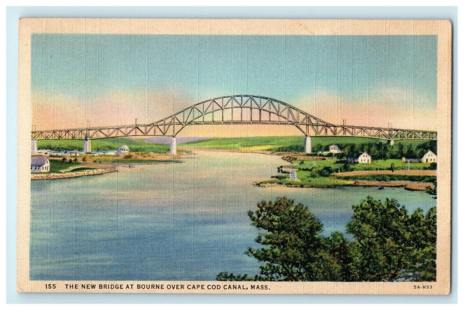 1935 The New Bridge At Bourne Over Cape Cod Canal Massachusetts MA Postcard