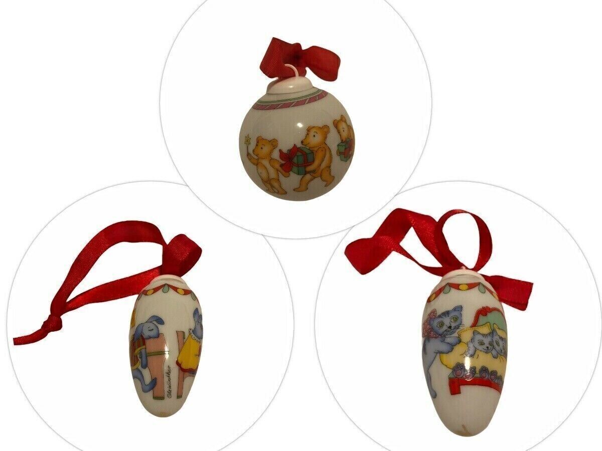 Genuine Hutschenreuther Set of 3 Christmas Ornaments Holiday Season Germany