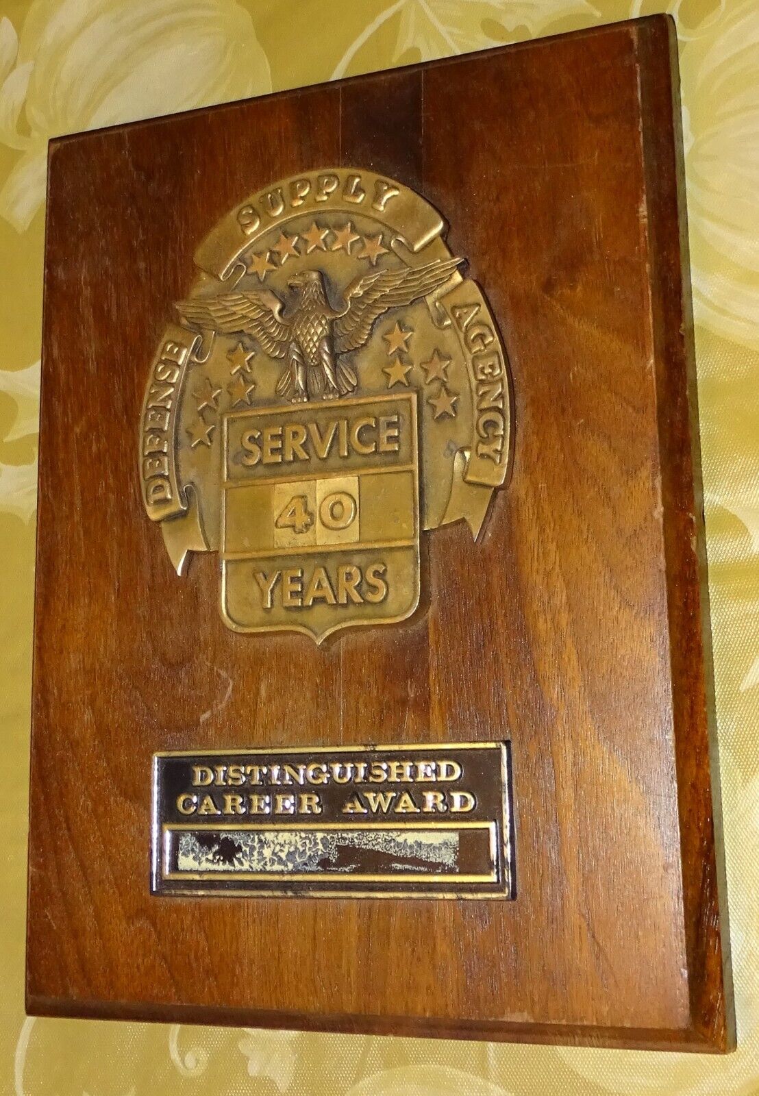 Defense Supply Agency 40-Years Service Award (Walnut Plaque with Brass?)