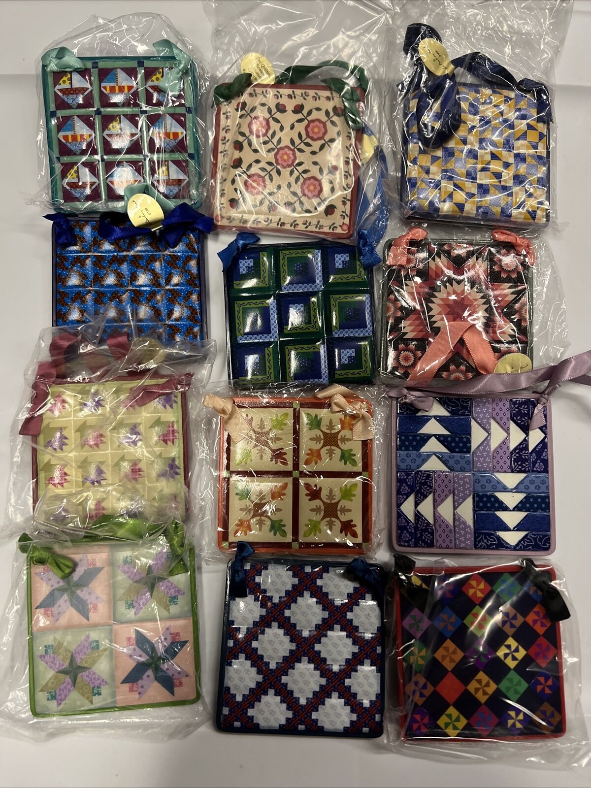 Danbury Mint Lot of 12 The Quilting Christmas Ornament Collection Retired HTF