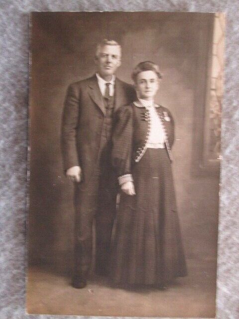 Antique Ralph And Eva, January 1, 1910 Real Photo Formal Portrait Postcard