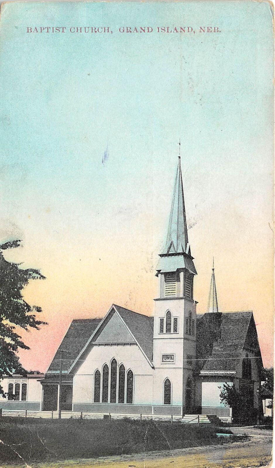 Grand Island Nebraska 1912 Postcard Baptist Church
