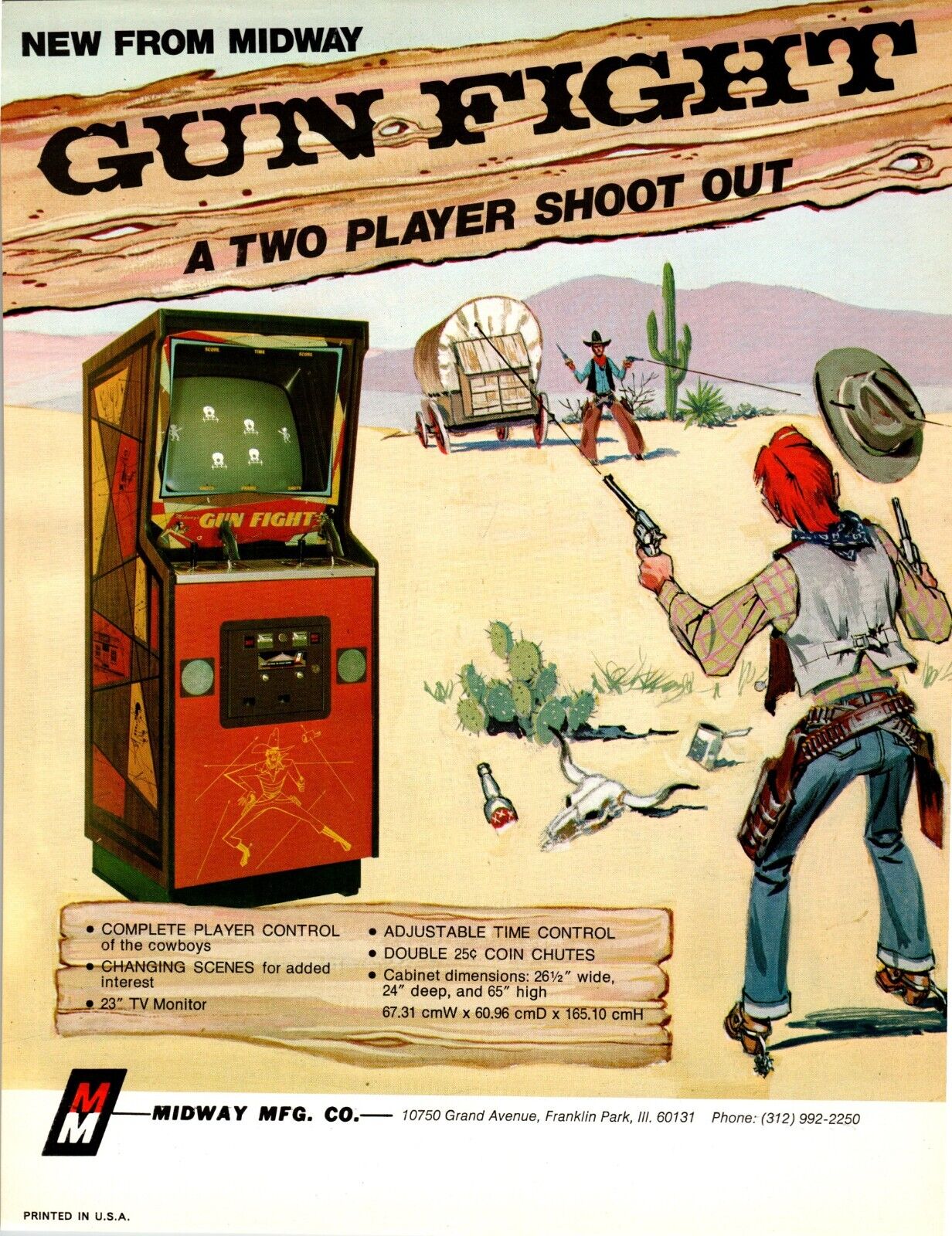Gunfight Video Arcade Game Flyer 1975 Original Retro Art 8.5\