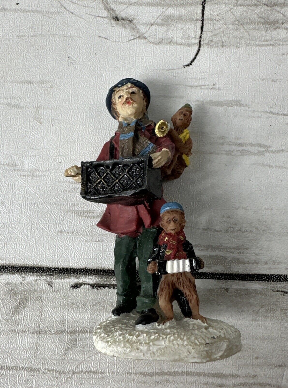 Vintage Organ Grinder w/ Monkeys, Christmas Village Accessory LEMAX Figurine