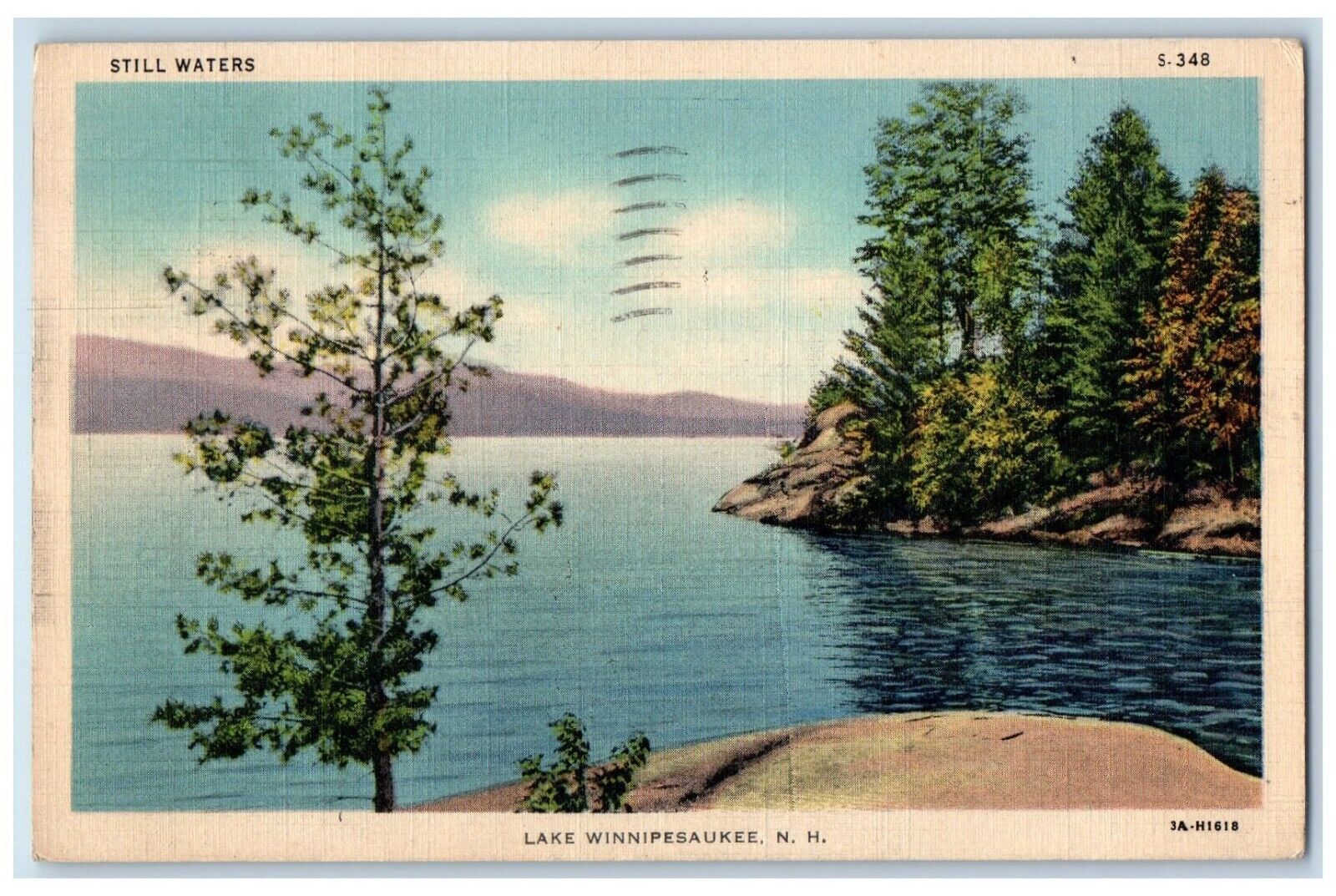 1937 Still Waters Lake Winnipesaukee Meredith New Hampshire NH Vintage Postcard