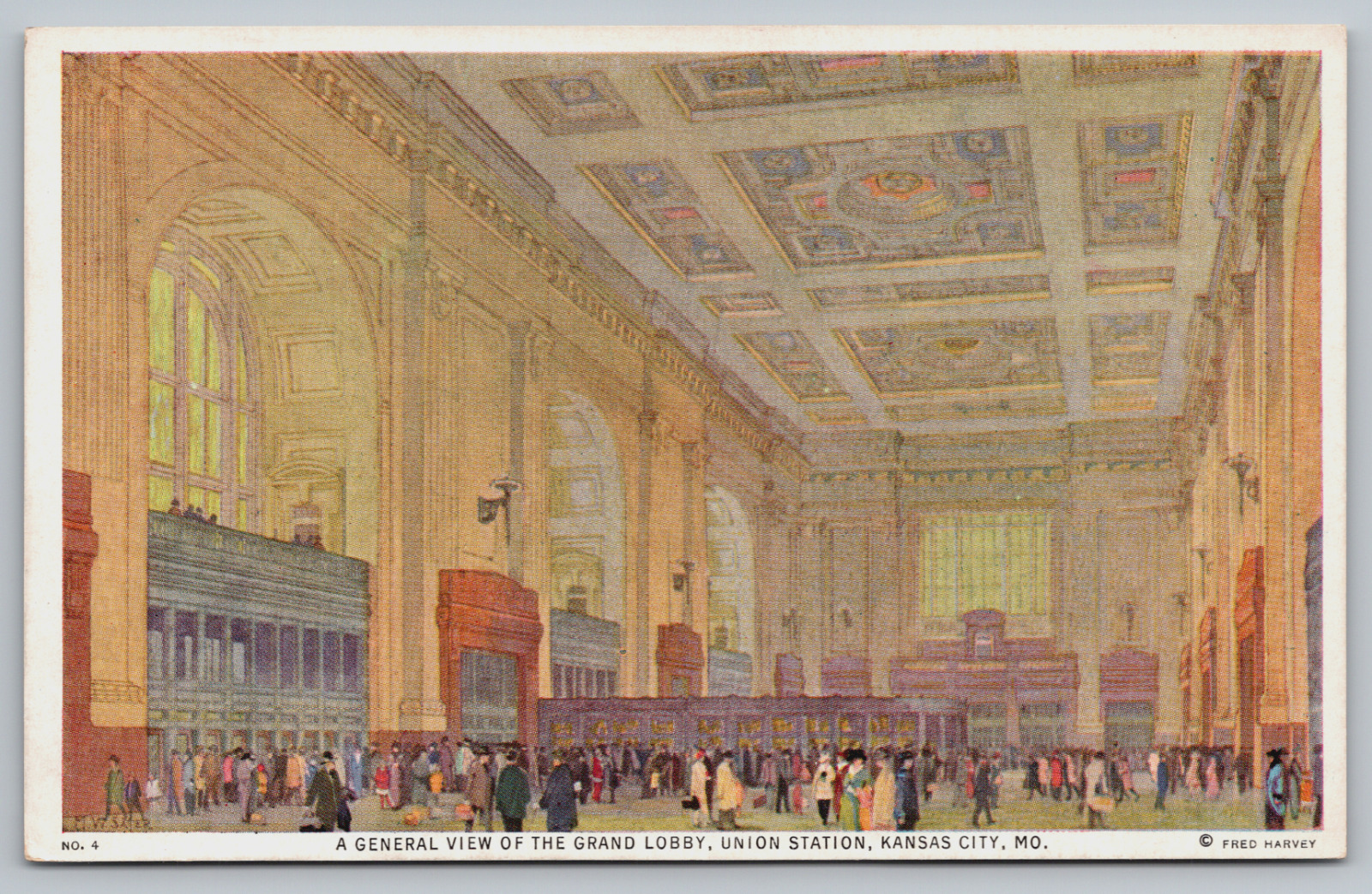 Postcard, Union Station, Grand Lobby, Missouri, MO, Unposted, Fred Harvey