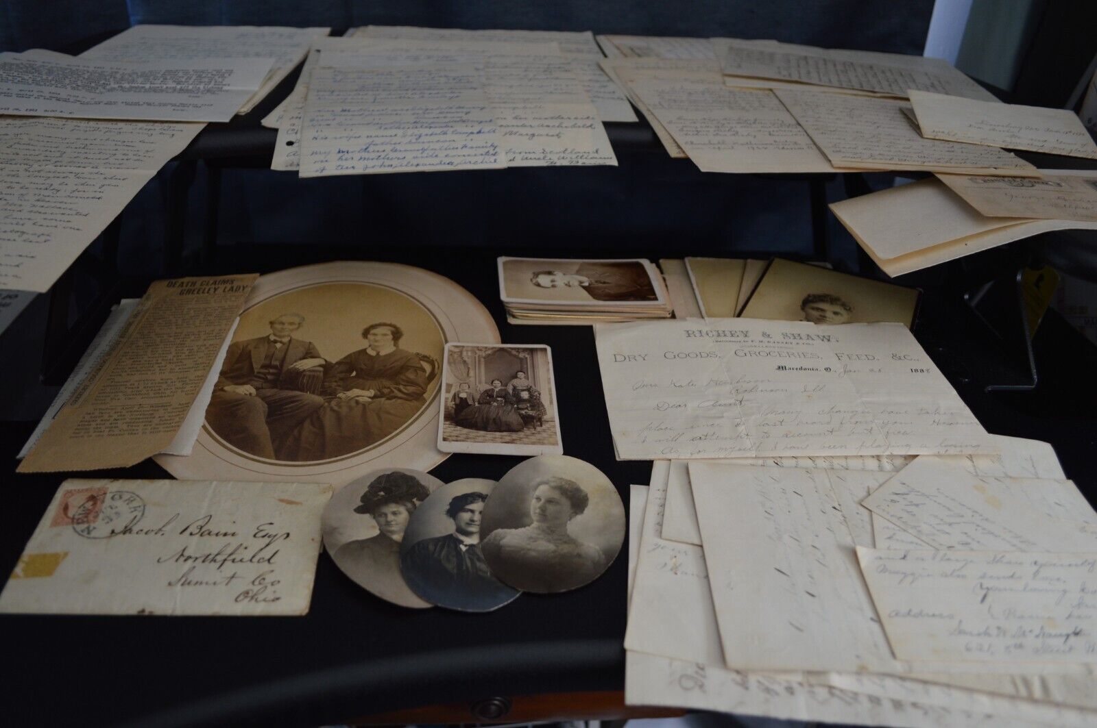 Old CDV Photo Letter Family Genealogy Archive Bain Richey Mc Naughton PA OH CA