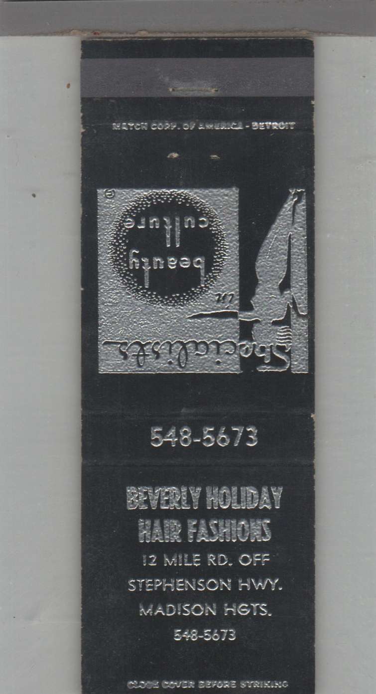 Matchbook Cover - Michigan Beverly Holiday Hair Fashions Madison Heights, MI