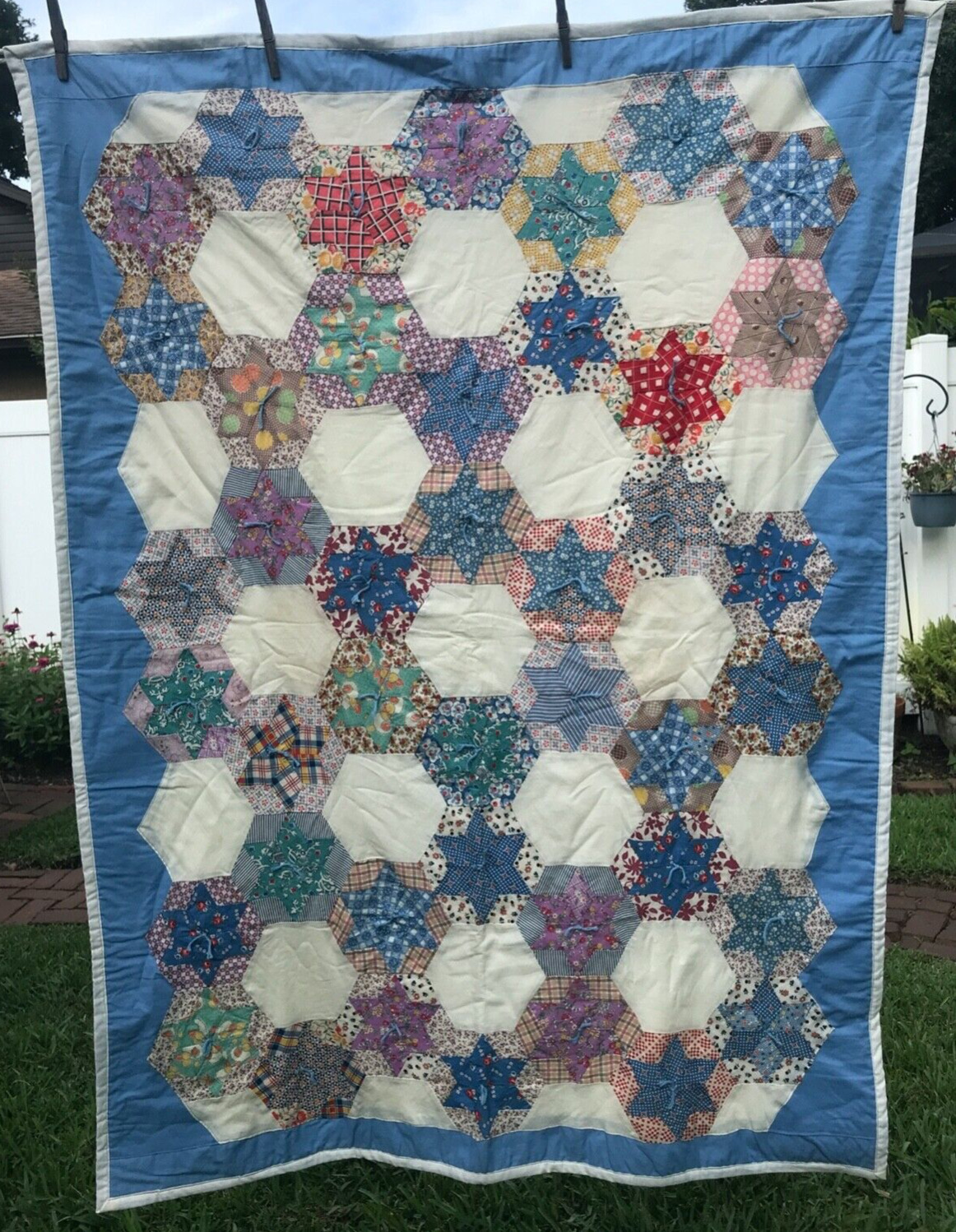 Vintage Quilt Feed Sack Primitive Prim Farmhouse Upcycle Cutter Recycle
