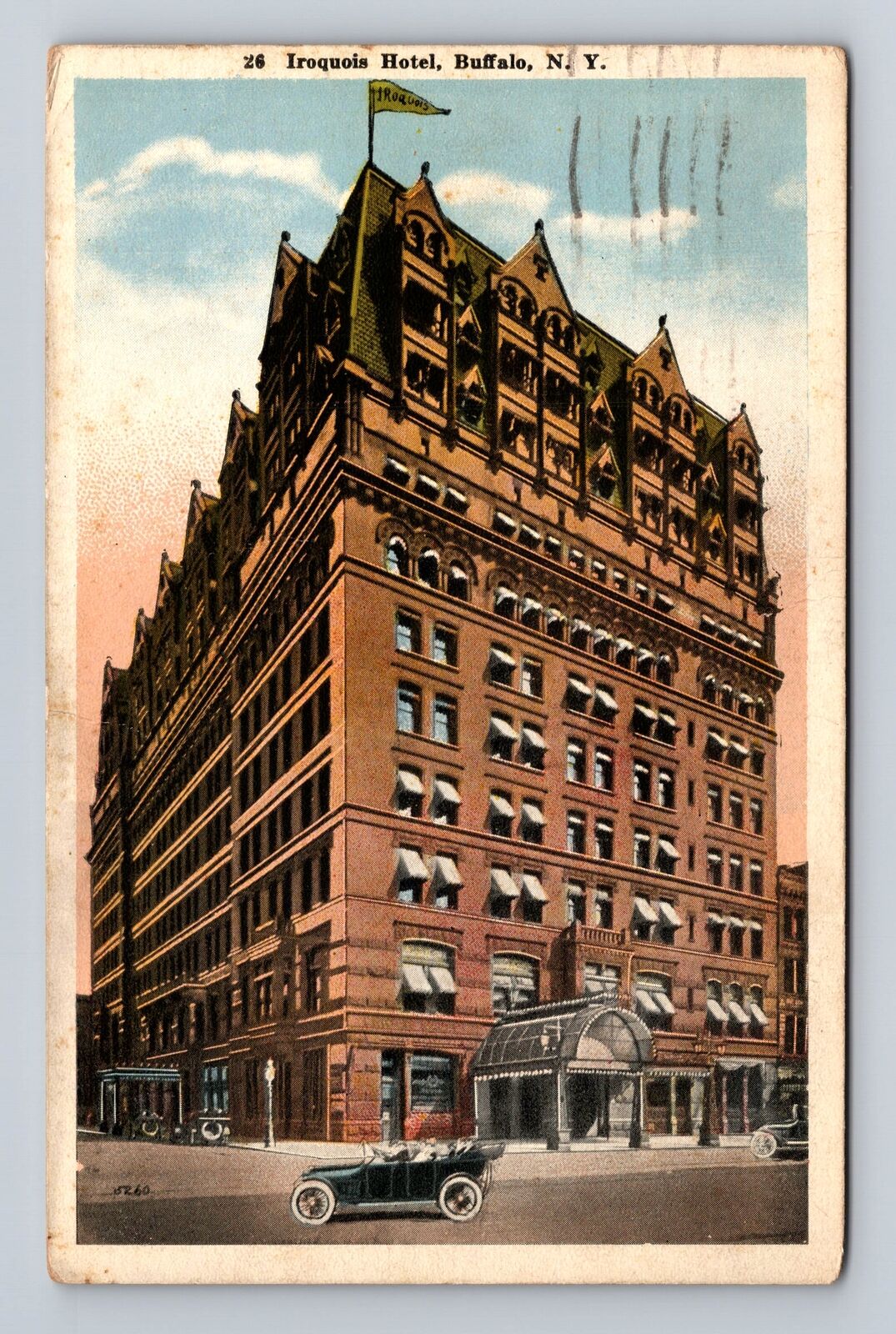 Buffalo NY-New York Iroquois Hotel Early Auto Advertising Vintage c1921 Postcard