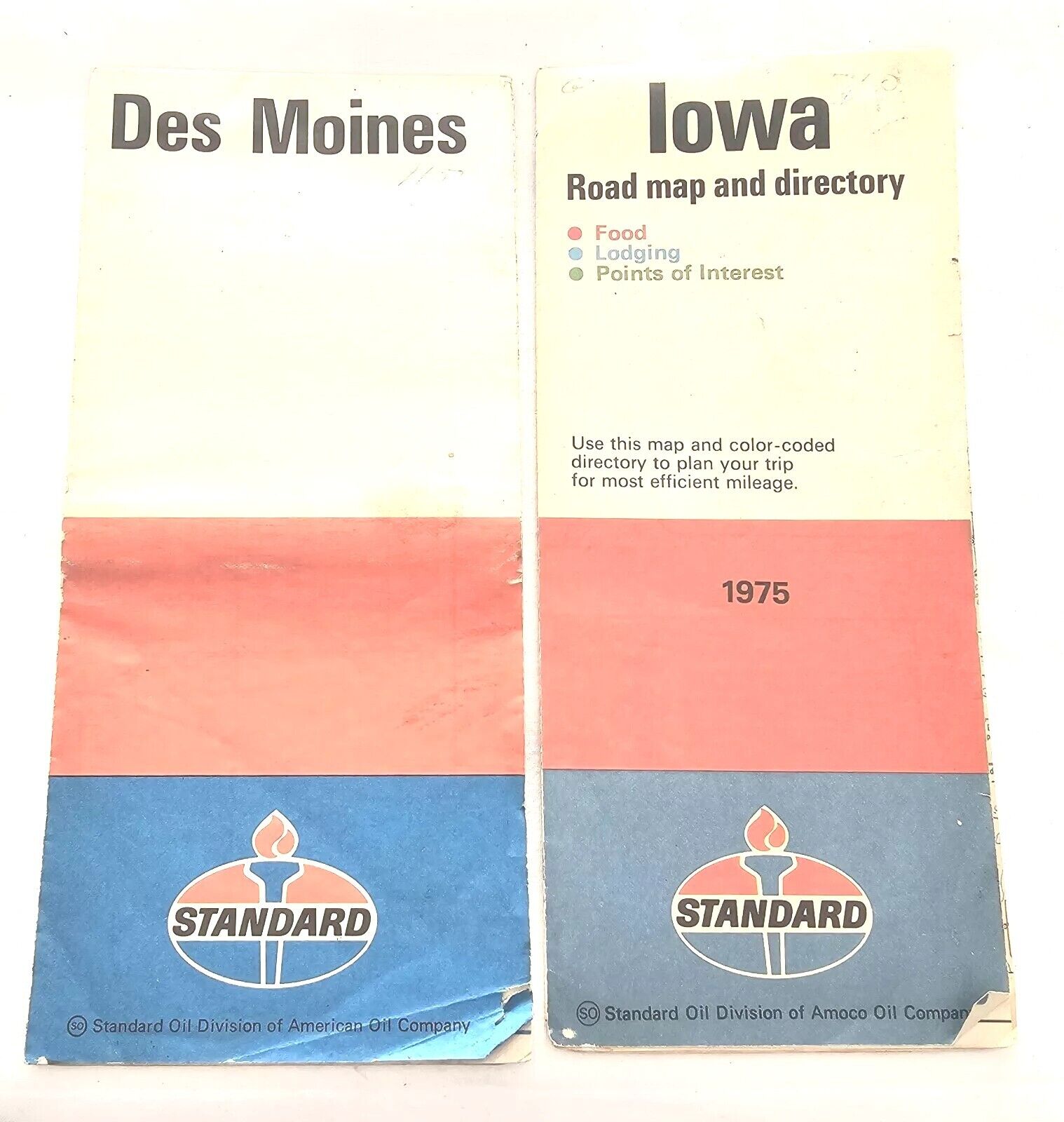 2 Vintage Iowa Road Maps 1971 Des Moines And 1975 Iowa Standard Oil 