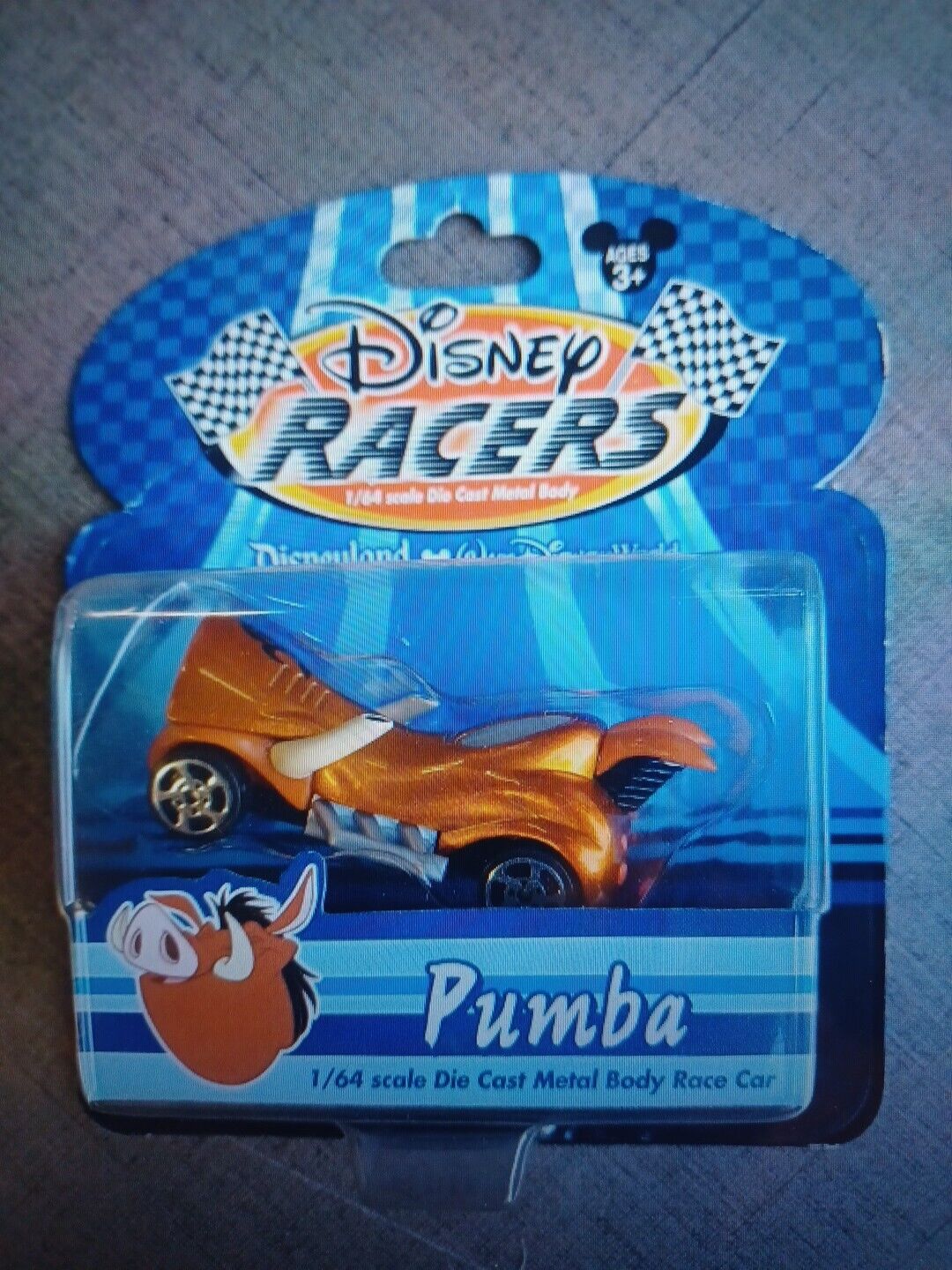 Pumba Rare Disney World Racers 1/64 Die Cast Metal Car Disneyland New