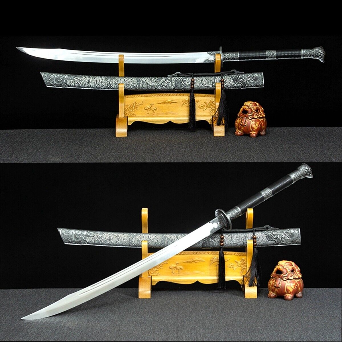 Chinese Kung Fu Sword Broadsword Sharp 1095 Carbon Steel Blade Sabre War Knife