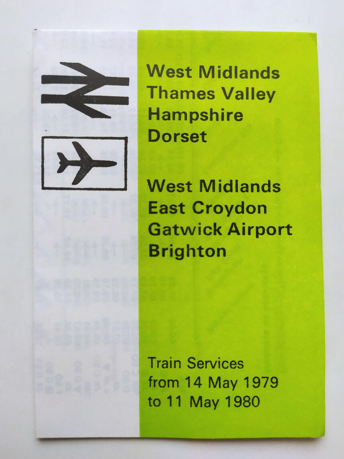 British Rail Pocket Timetable West Midlands Dorset Gatwick Brighton May 1979