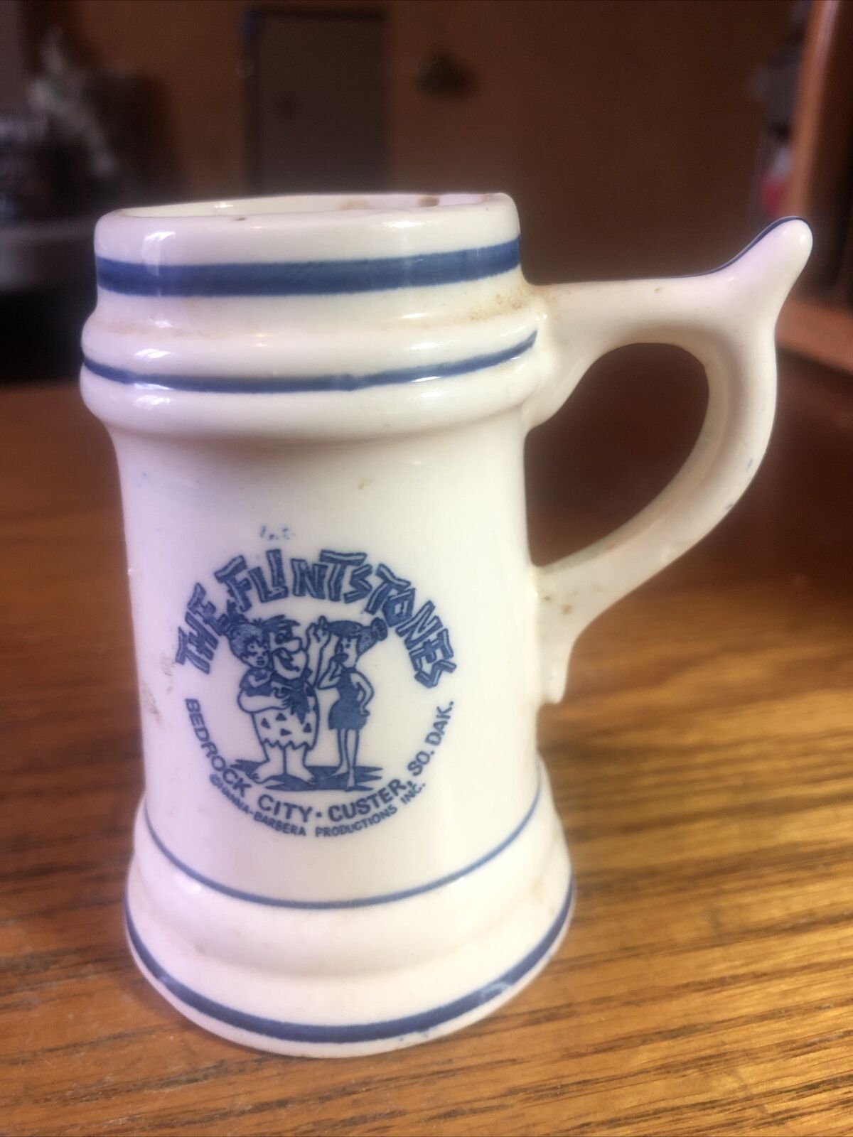 Vintage Bedrock city, Mini Beer Sten, Custer S. D. Souvenir -has Small Chip