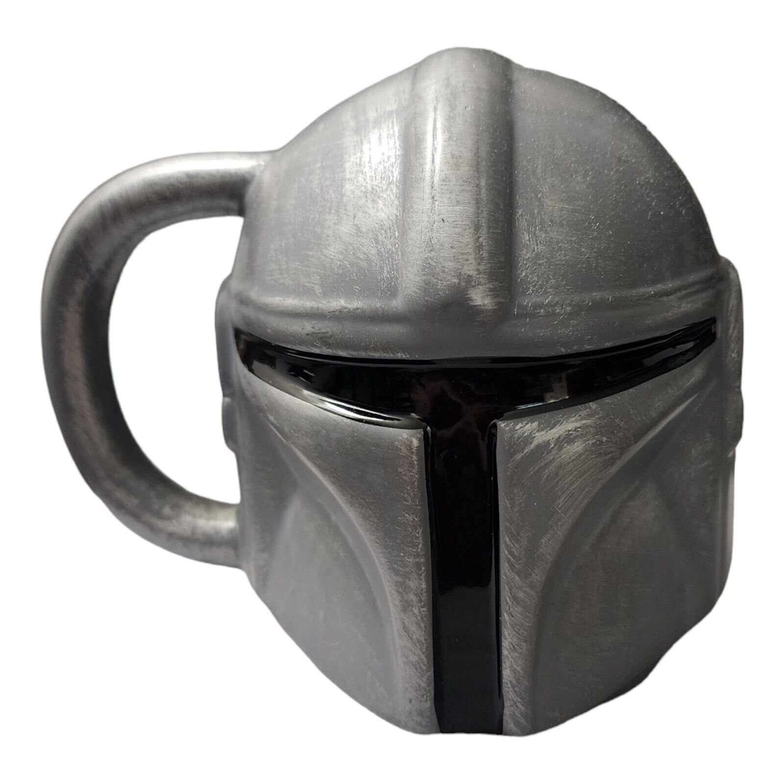 Star Wars Mandalorian Helmet Coffee Mug Figural Ceramic Cup Silver Gray