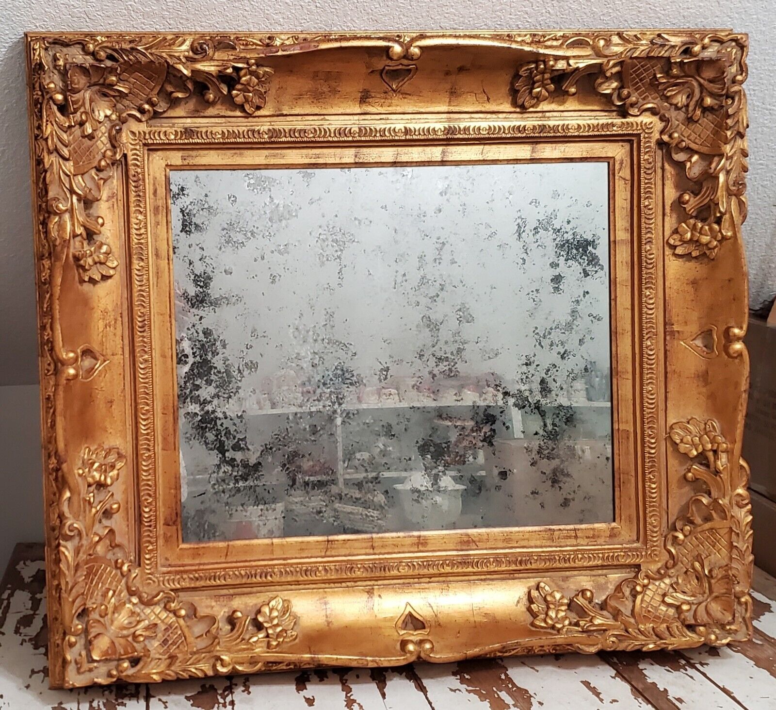 Antique Gold Gilded Mirrored Massive Picture Frame Extra Large  Ornate