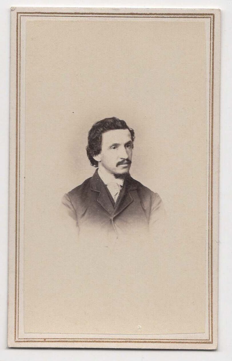 ANTIQUE CDV C. 1860s G.B. HALL HANDSOME MAN WITH MUSTACHE LITTLE FALLS NEW YORK