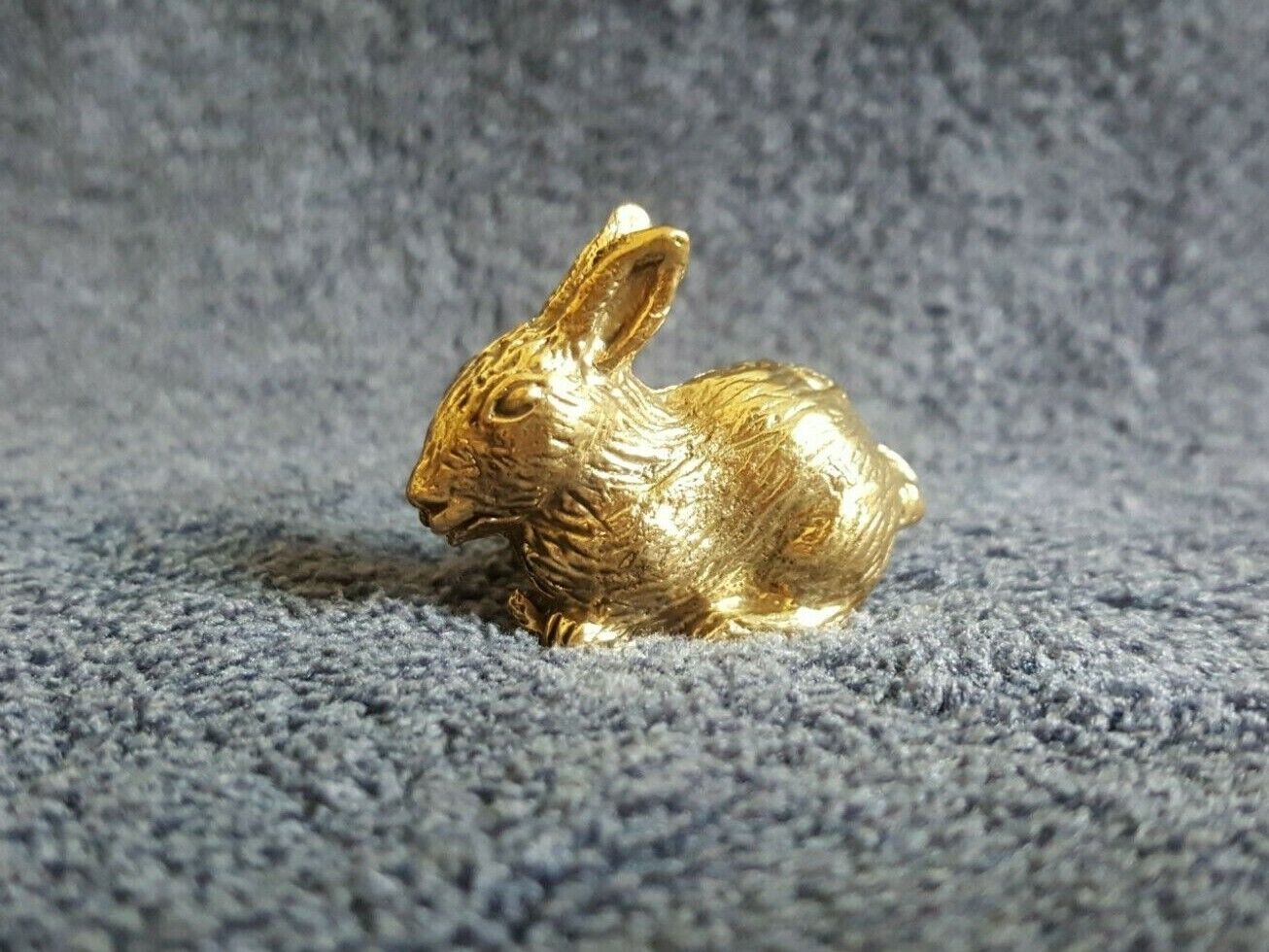 Gold Bunny Rabbit Figurine Tiny Brass Home Decor Easter Party Cute Gift Long 1\