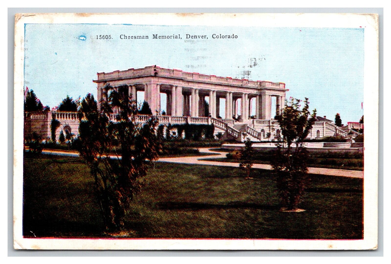Denver CO-Colorado, Memorial Pavilion, Cheeseman Park, Antique Vintage Postcard