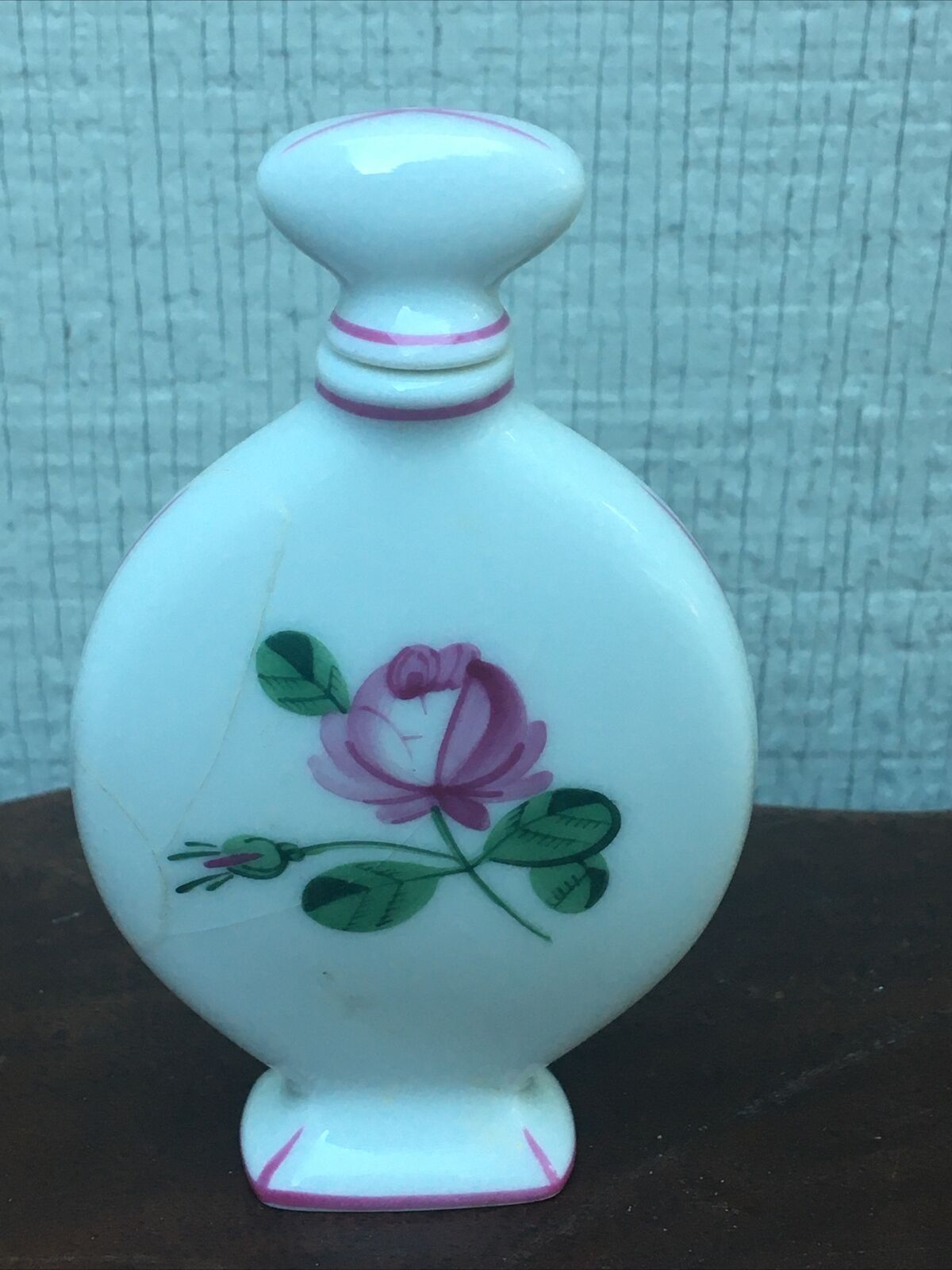 Vintage Wien Augarten Royal Vienna Rose Perfume Bottle Austria Broken And Glued