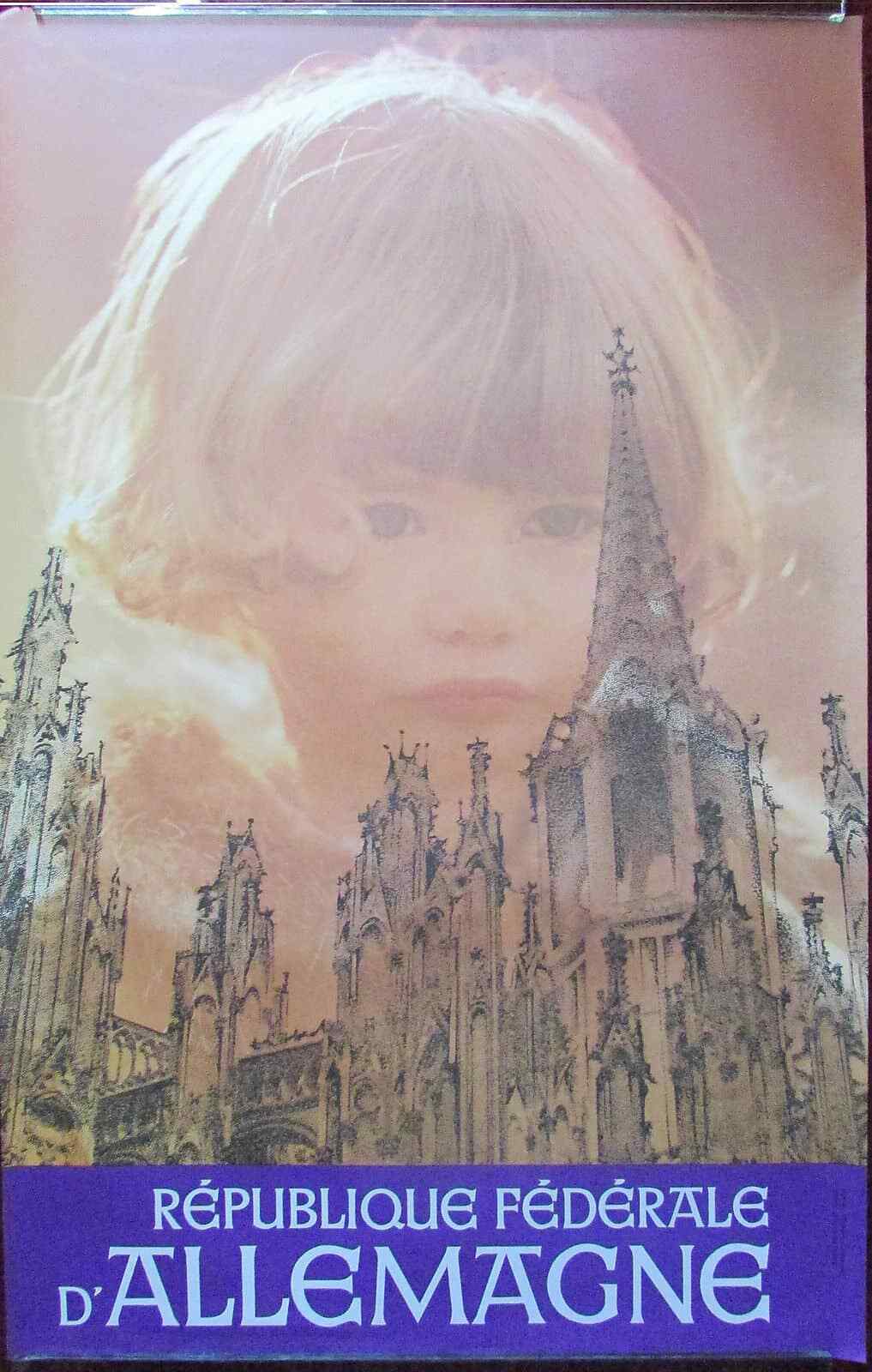 1980s Original Poster Germany Allemagne Tourism Rohde Child Cathedral Gothic FRA