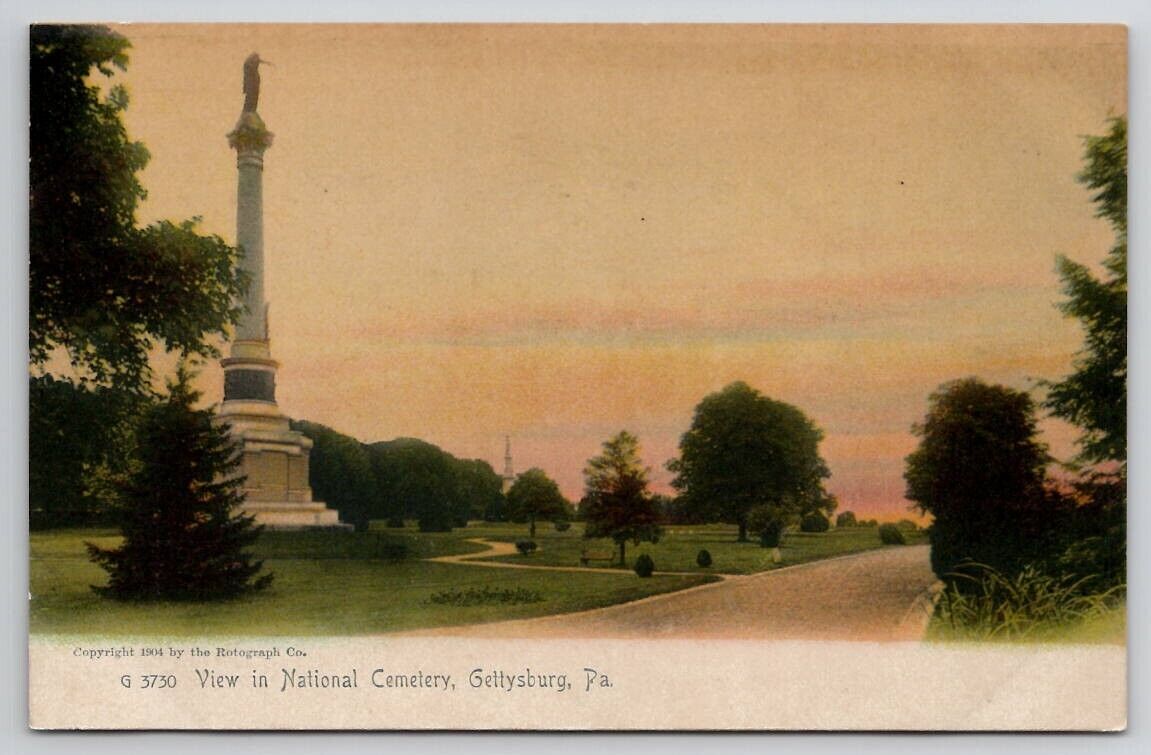 Gettysburg PA View In National Cemetery 1904 Rotograph Civil War Postcard R24