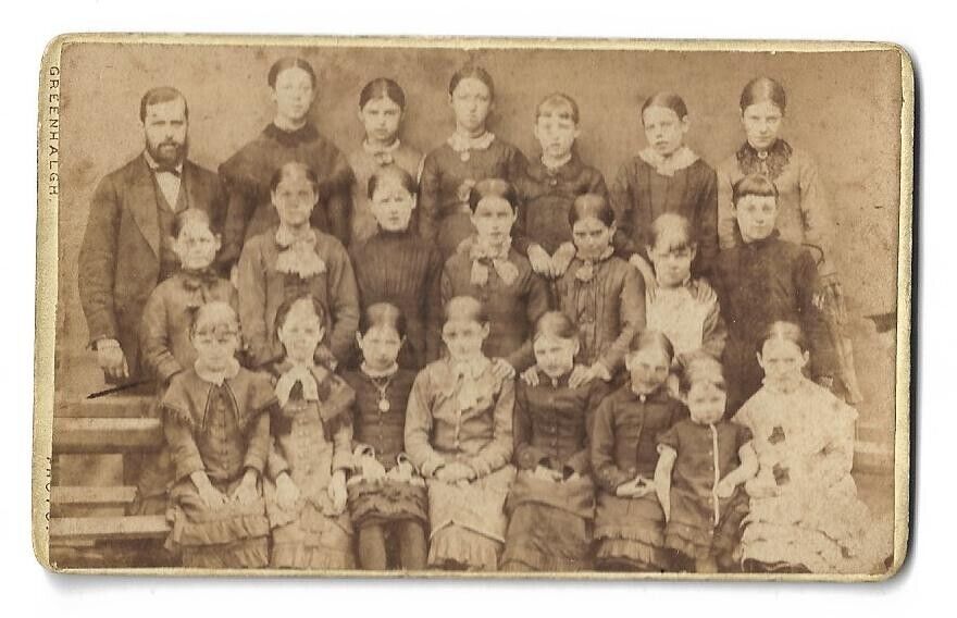 Antique Cabinet Card Photo - Girls School Class w/Teacher Cyrstal Palace Photo
