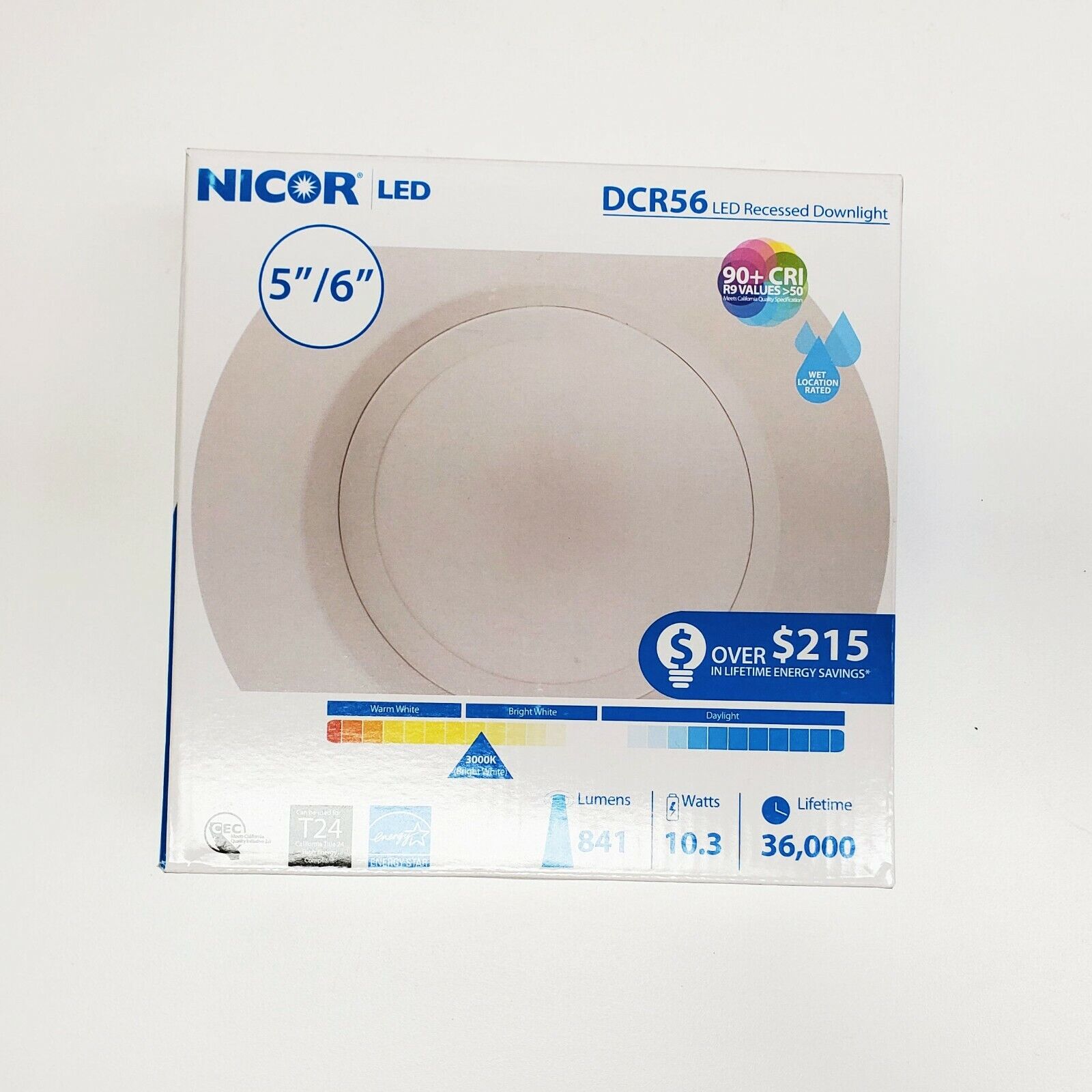 Nicor LED DCR56 Recessed Downlight 10.3 Watts 5/6 Inch