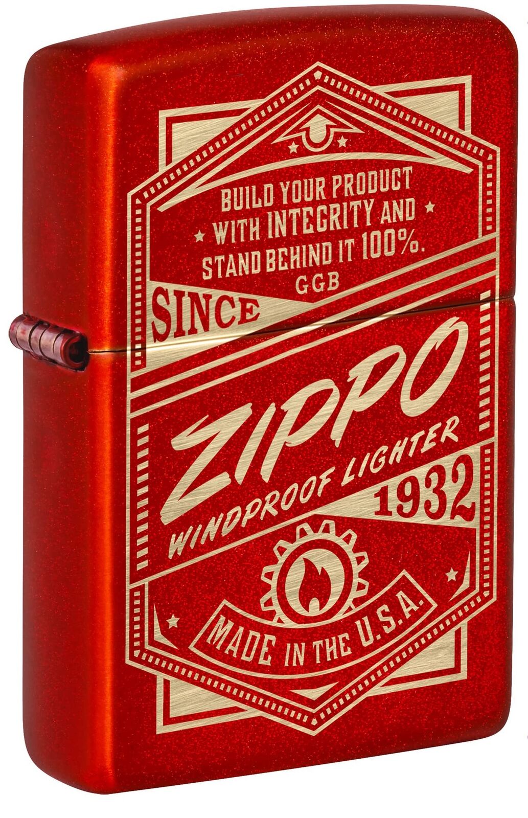 Zippo It Works Design Metallic Red Pocket Lighter 48620-103777