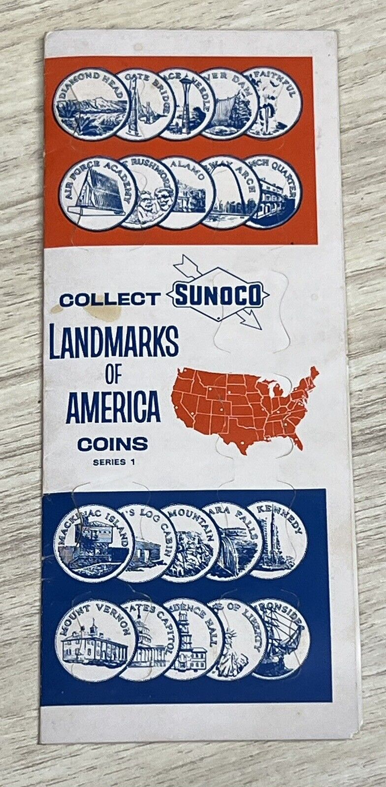 1969 Sunoco Landmarks of America Collectible Coins - UN-USED  CARD  Series 1 One