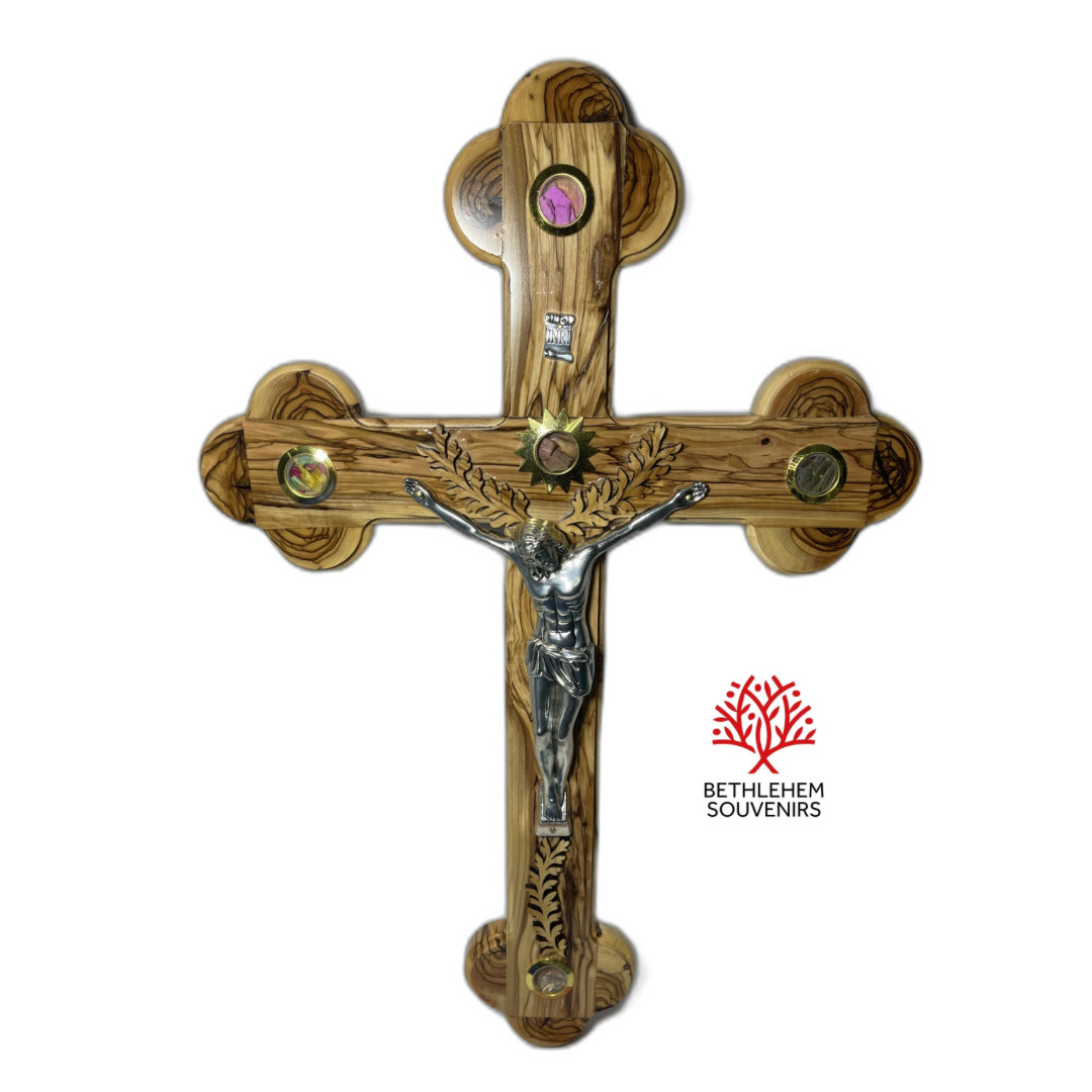 Huge Olive Wood 21.6 Inch Crucifix Cross Artistic Hand Made Bethlehem Christian
