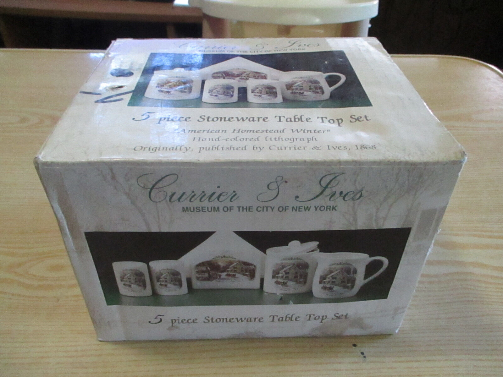 Currier & Ives American Homestead Winter 5 Pc. Stoneware Tabletop Set in Box