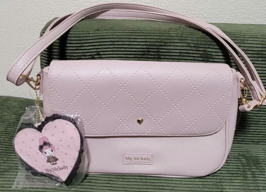 Sanrio My Melody Midnight Melokuro Shoulder Bag with heart-shaped mini pouch JP
