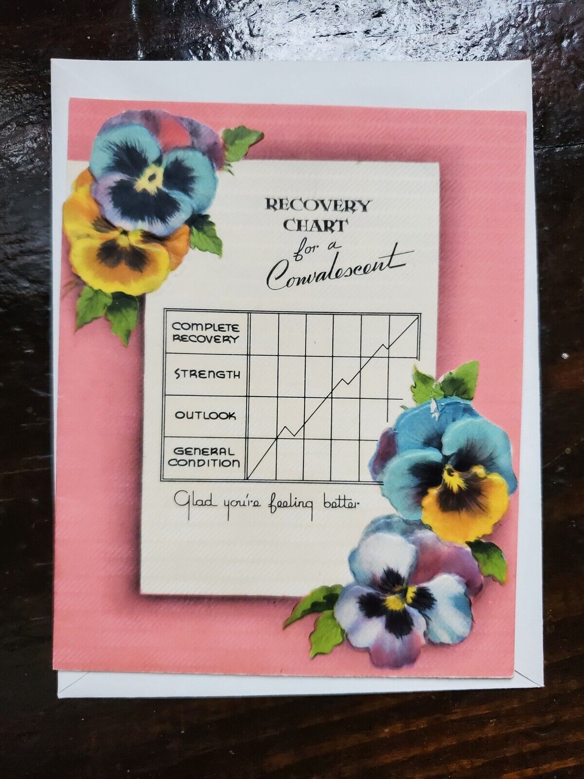 Vintage c1940s Sick Get Well Greeting Card Recovery Chart \