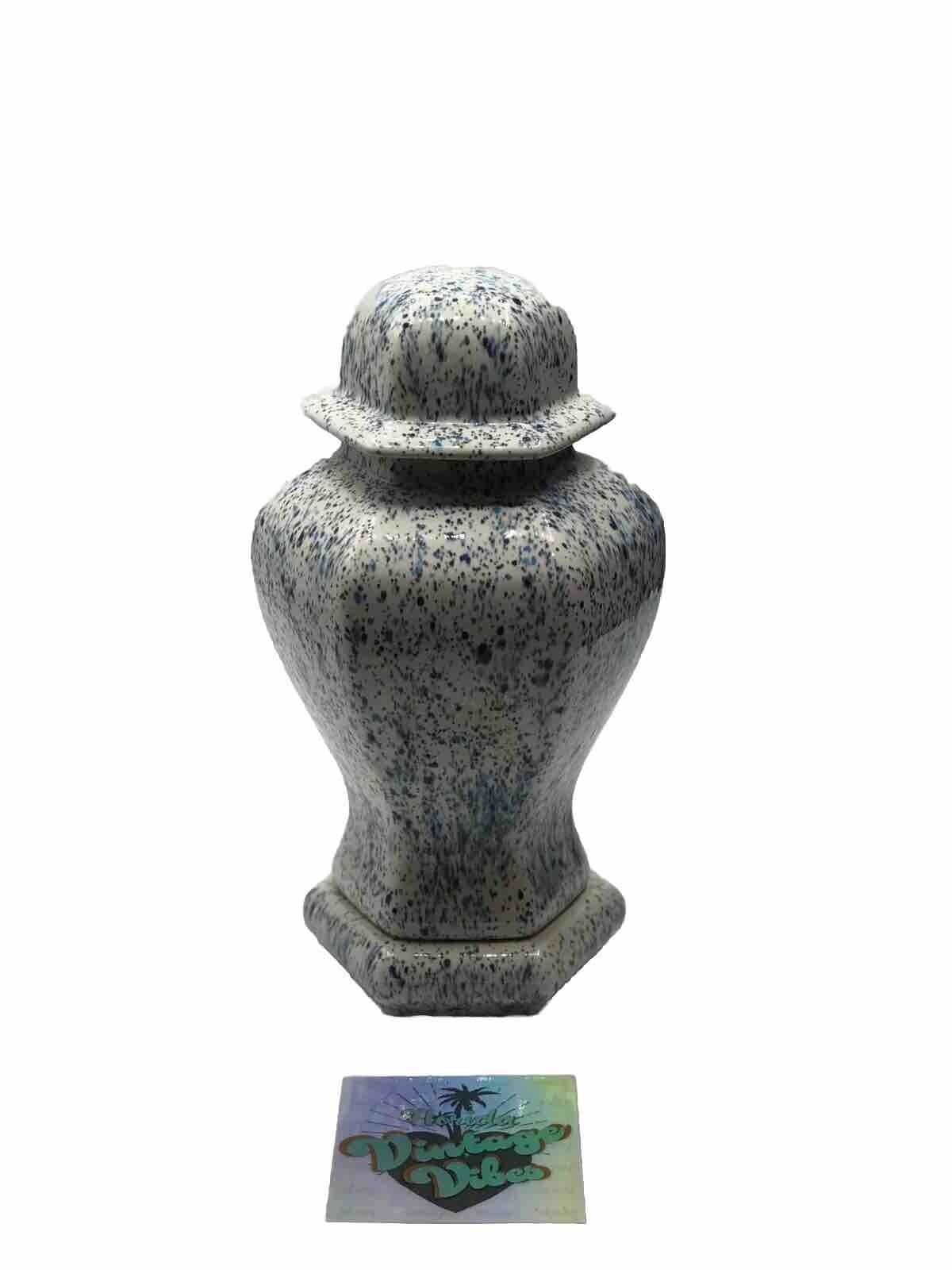 10” Ceramic Speckled Drip Glaze Ginger Jar With Pedestal & Lid / Keepsake Urn