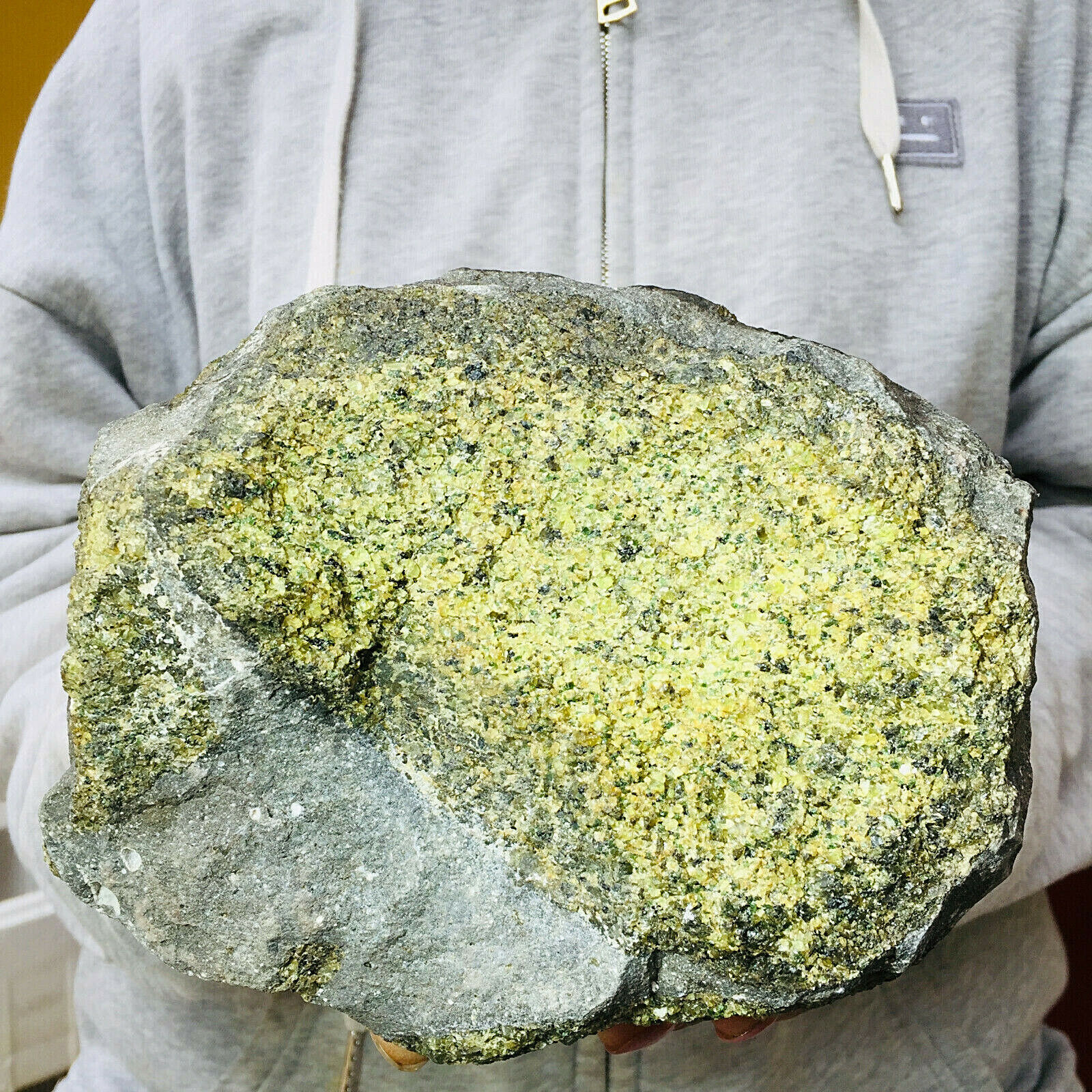 7.2lb Large Sparkling Green Gemstone Peridot Olivine Basalt Mineral Specimen