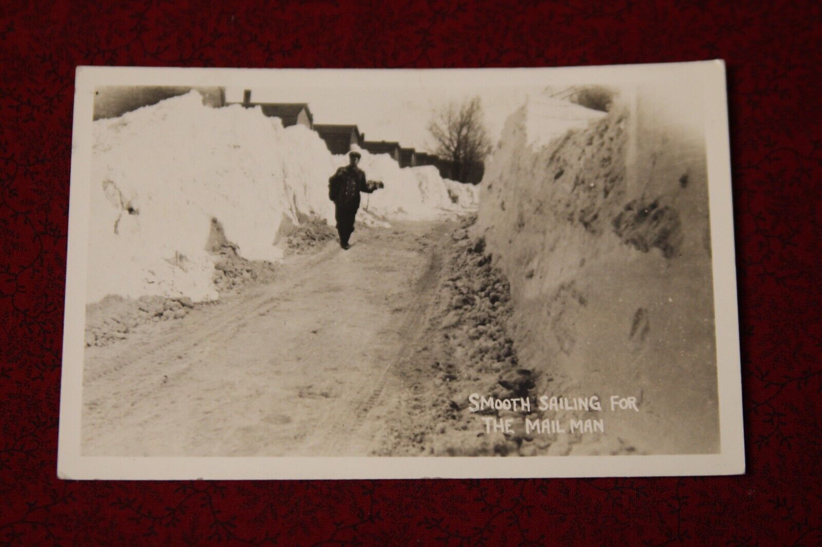 Smooth Sailing for the Mailman Postcard - RPPC (Copper County Michigan?)