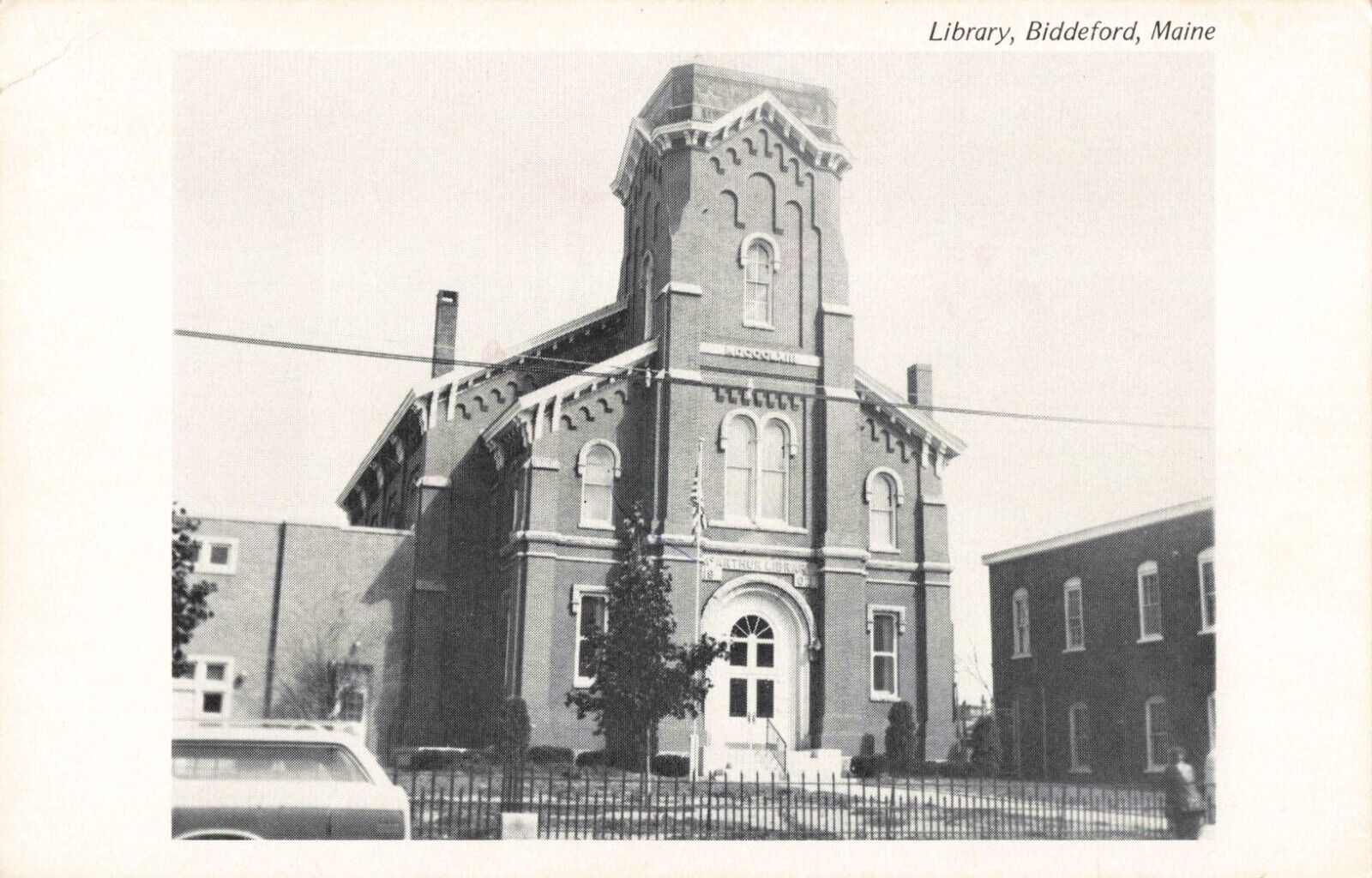 Biddeford ME Maine, Public Library Building, Vintage Postcard
