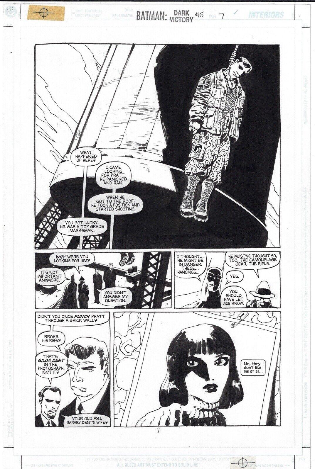 Tim Sale Batman Dark Victory #5 Page #7 Original Art DC Comics