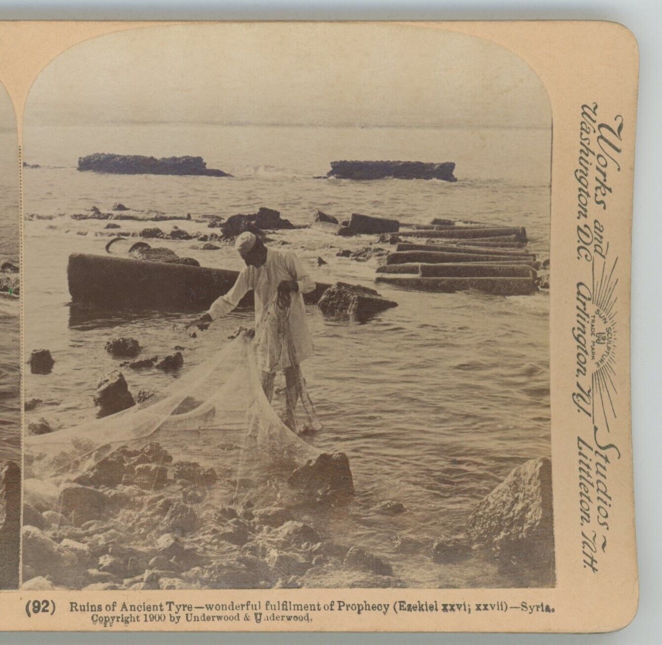 Ruins of Ancient Tyre Fulfillment Prophecy Syria Stereoview