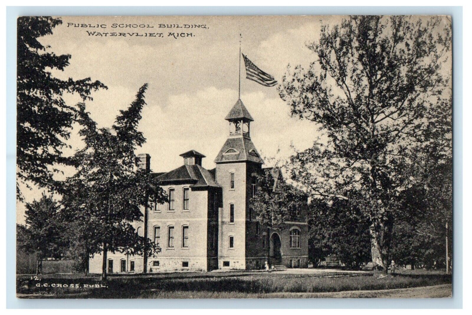 c1910\'s Public School Building Watervliet Michigan MI Unposted Antique Postcard