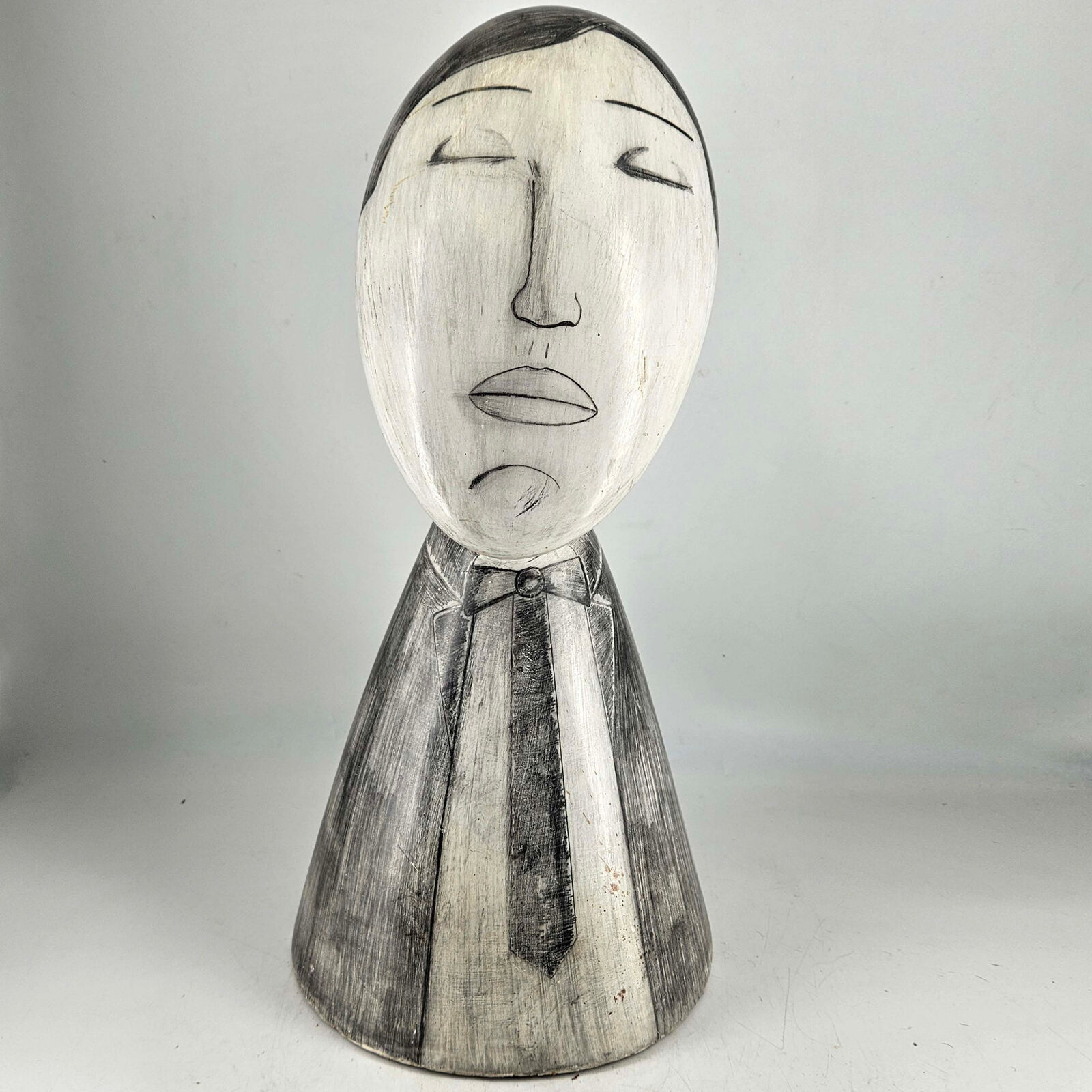 Vintage heavy large unique abstract modern style art statue of gentleman 17\