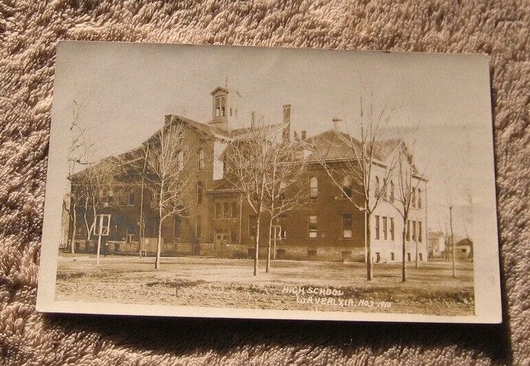 Waverly IA Iowa RPPC High School 1910 Real Photo Postcard