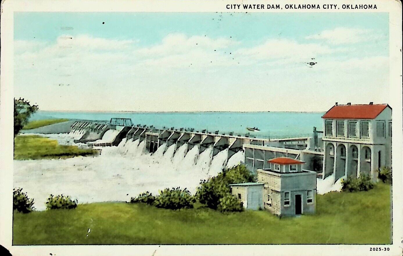 City Water Dam, Oklahoma City, Oklahoma OK - 1925 Vintage Postcard